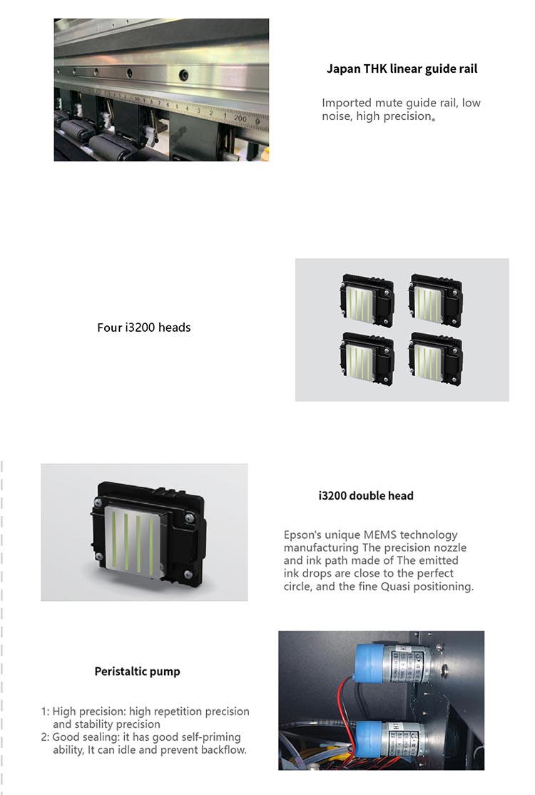 Detalhe da impressora dtf de quatro cabeças